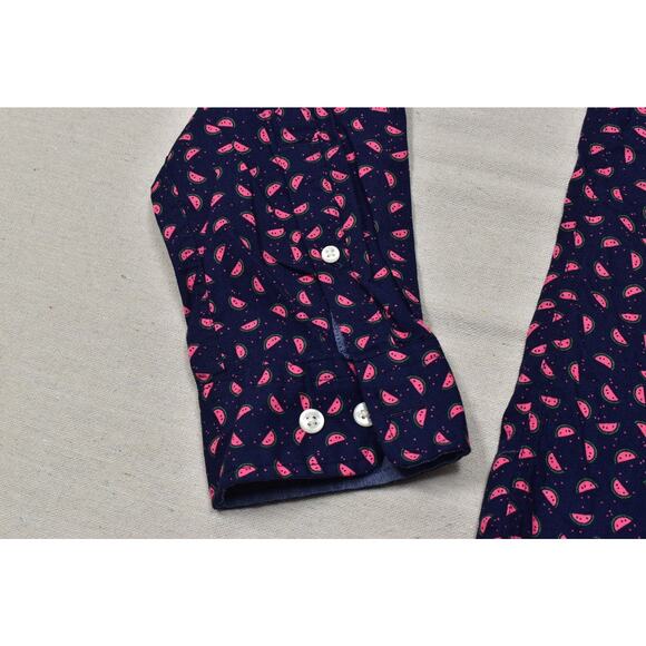 EXPRESS Slim Soft Wash Watermelon Print Button Down Shirt Size M Long Sleeve - Picture 5 of 8